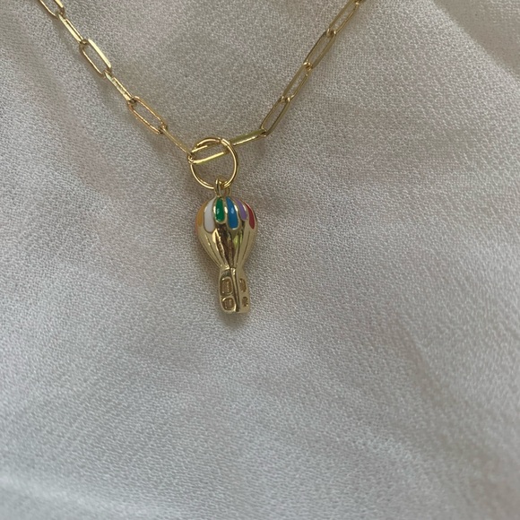 Over the Rainbow Gold Hot Air Balloon Necklace - Picture 2 of 3
